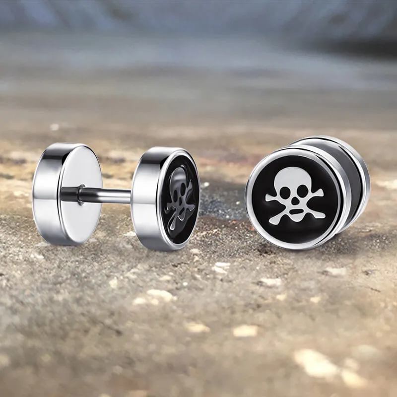 Round Stainless Steel Skull Stud Earring sold by GTHIC