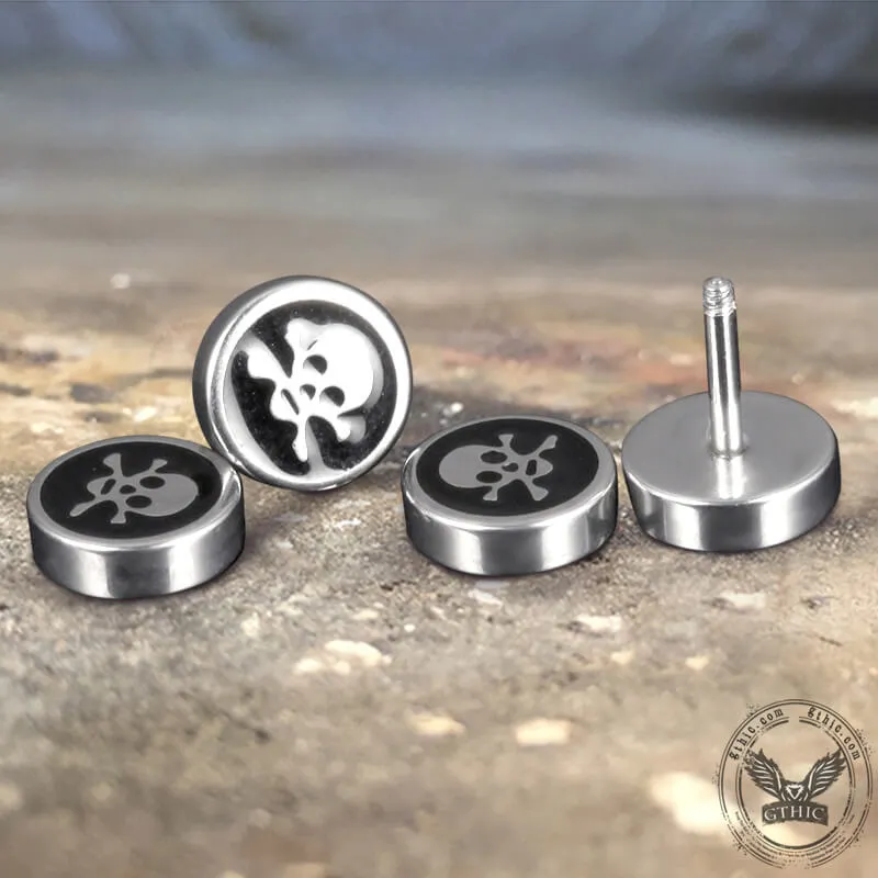 Round Stainless Steel Skull Stud Earring sold by GTHIC product image thumbnail 4