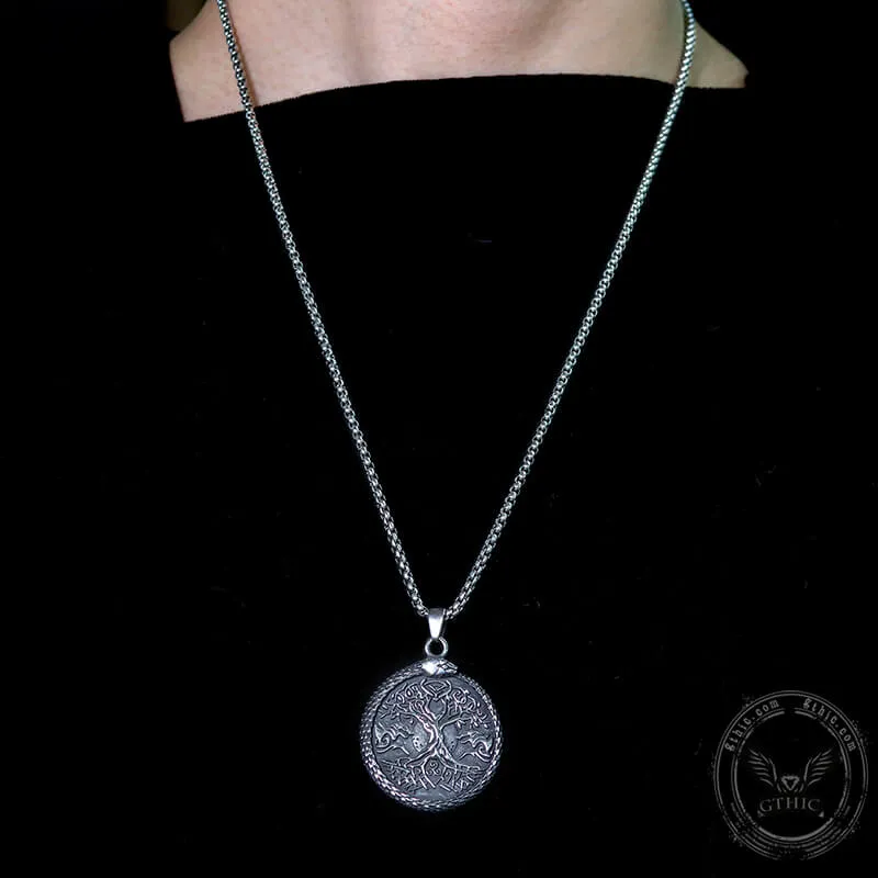 Yggdrasil Ouroboros Stainless Steel Pendant sold by GTHIC product image thumbnail 3