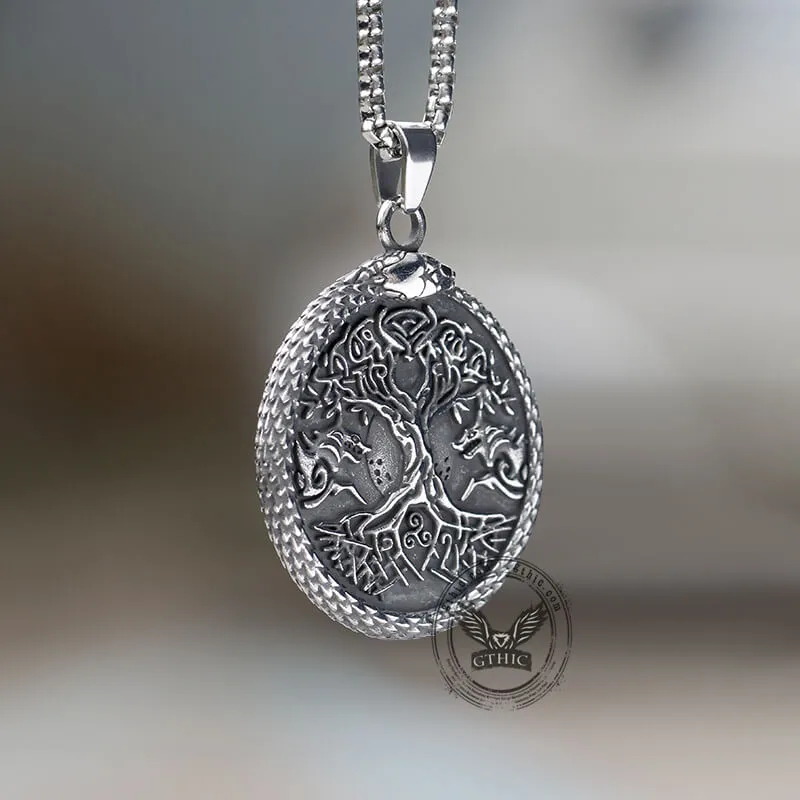 Yggdrasil Ouroboros Stainless Steel Pendant sold by GTHIC product image thumbnail 5