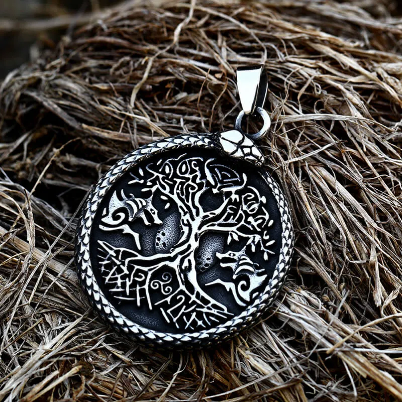 Yggdrasil Ouroboros Stainless Steel Pendant sold by GTHIC