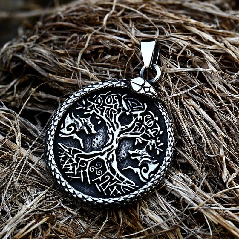 Yggdrasil Ouroboros Stainless Steel Pendant sold by GTHIC