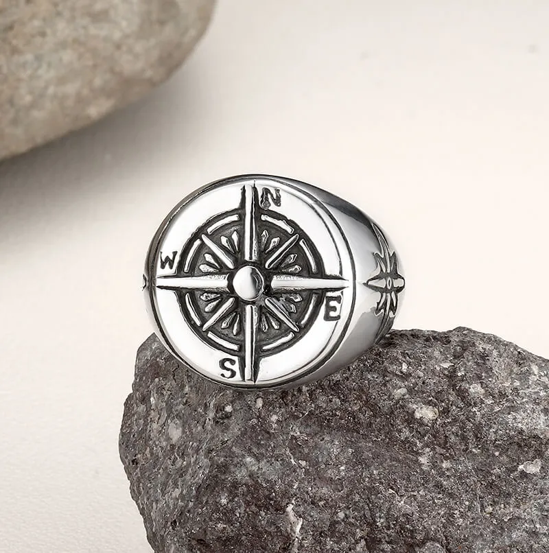 Round Compass Stainless Steel Ring sold by GTHIC product image thumbnail 3