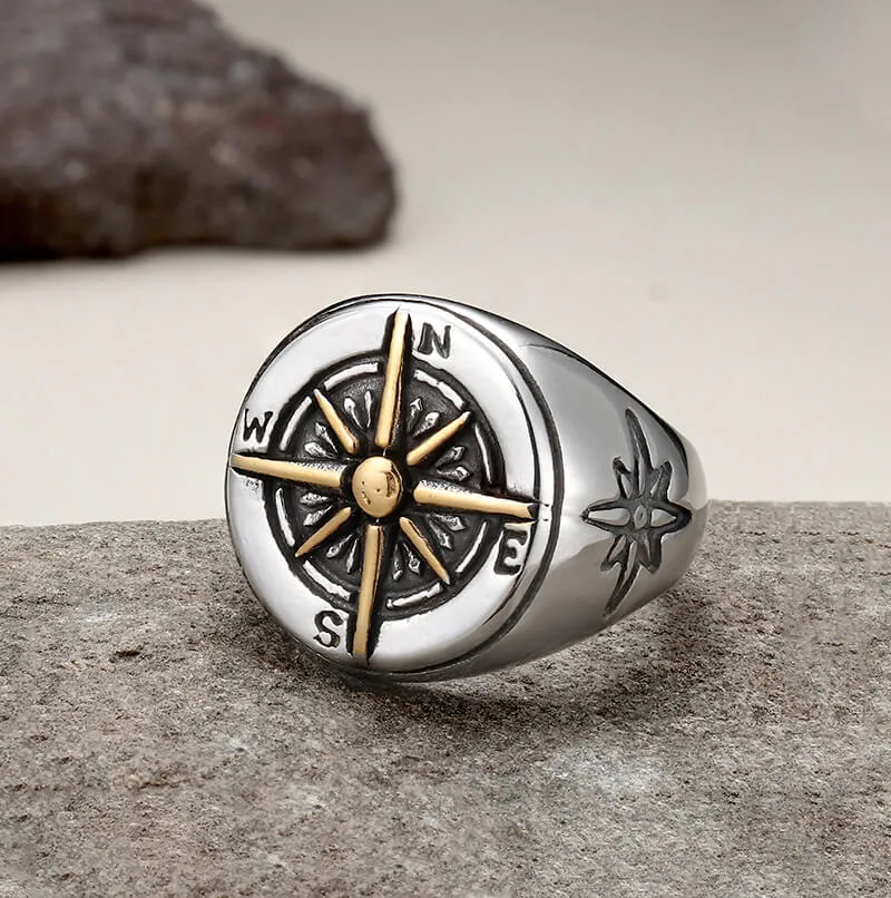 Round Compass Stainless Steel Ring sold by GTHIC product image thumbnail 5