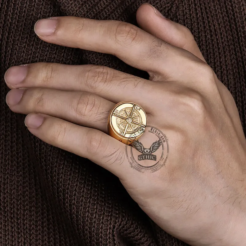 Round Compass Stainless Steel Ring sold by GTHIC product image thumbnail 2