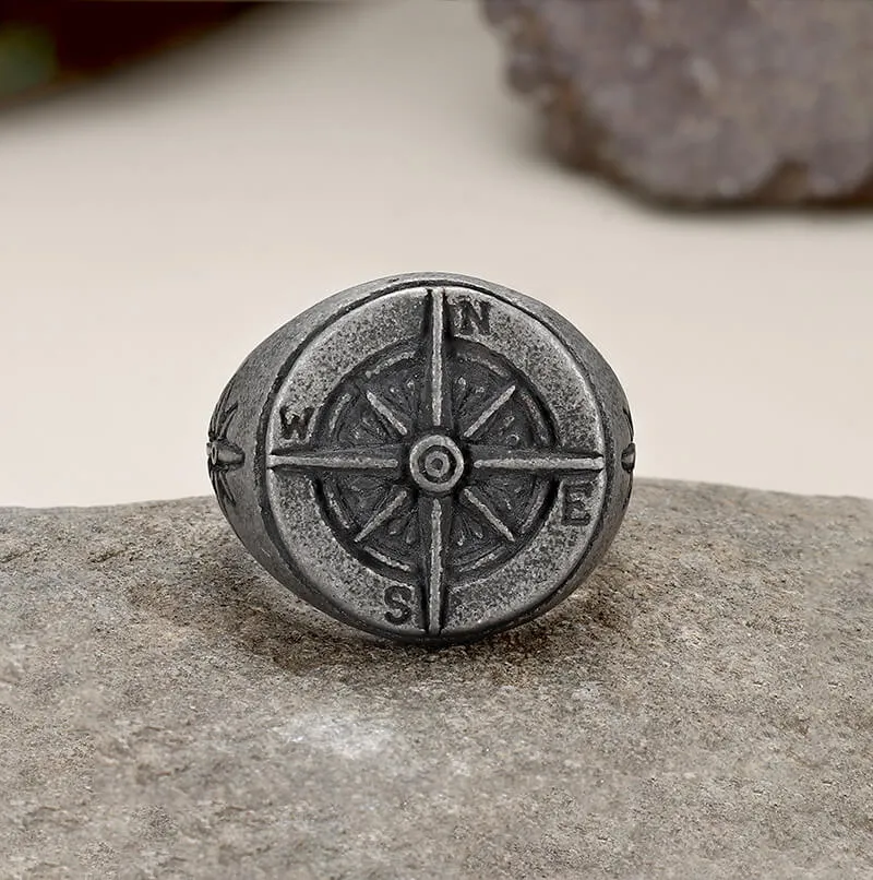 Round Compass Stainless Steel Ring sold by GTHIC product image thumbnail 4