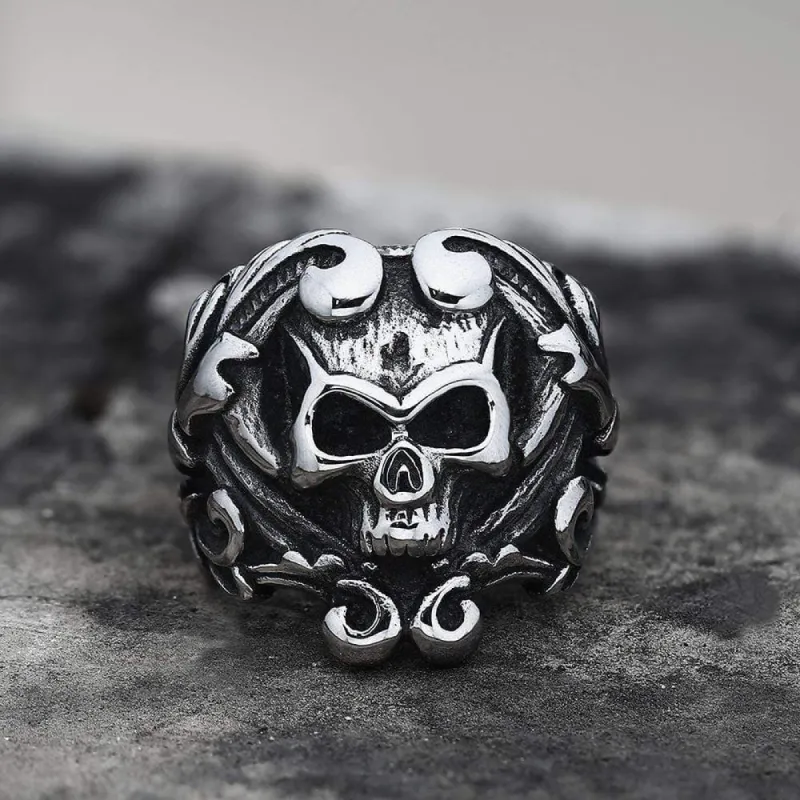 Gothic Vine Stainless Steel Skull Ring sold by GTHIC