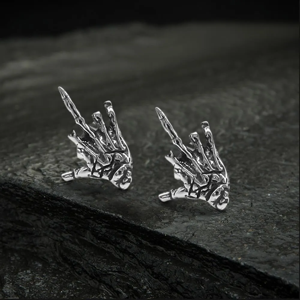 Middle Finger Ghost Hand Stainless Steel Ear Stud sold by GTHIC