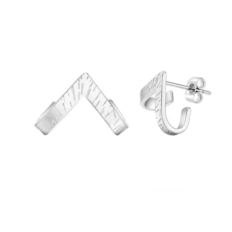 Simple V-shaped Stainless Steel Earrings sold by GTHIC product image thumbnail 3
