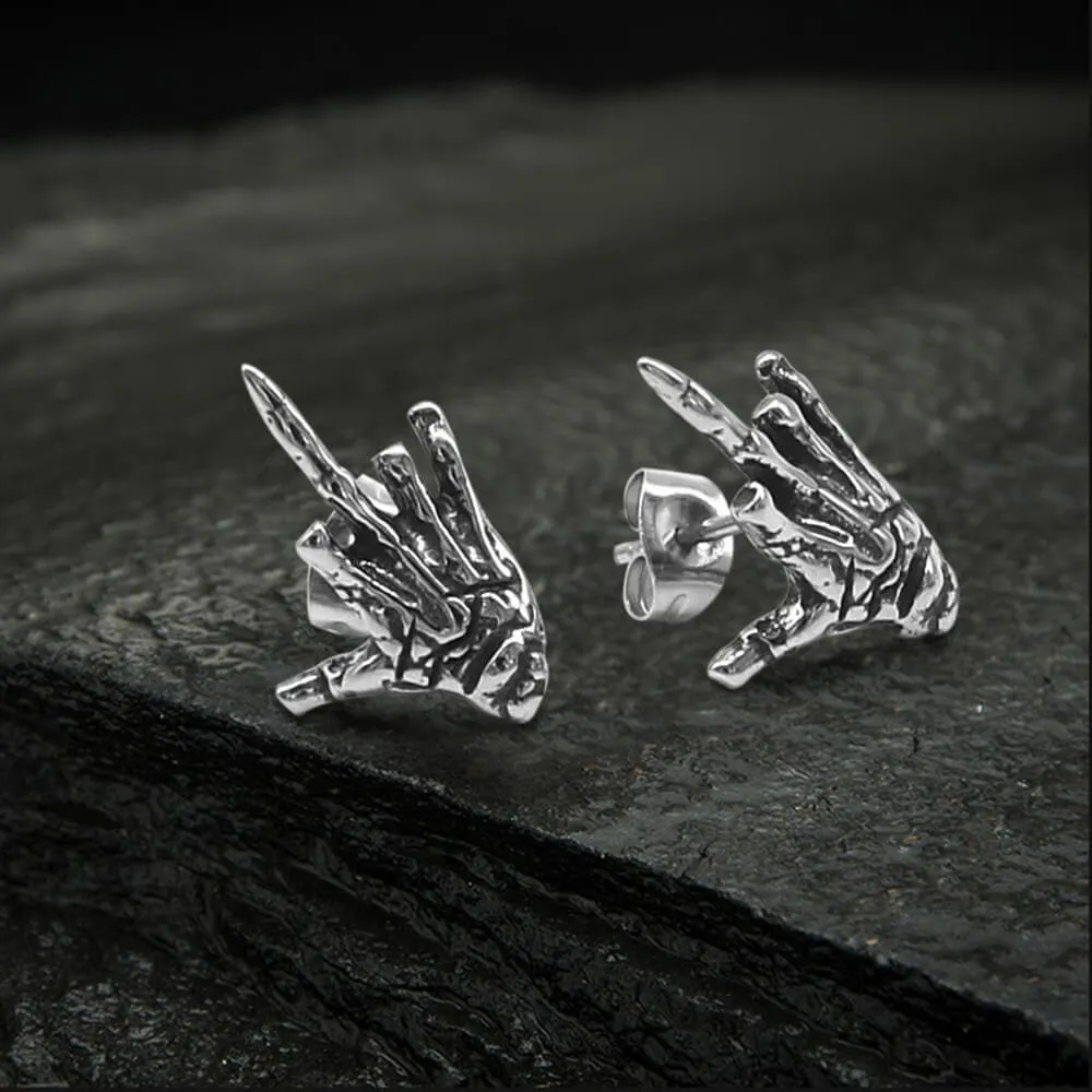 Middle Finger Ghost Hand Stainless Steel Ear Stud sold by GTHIC product image thumbnail 5