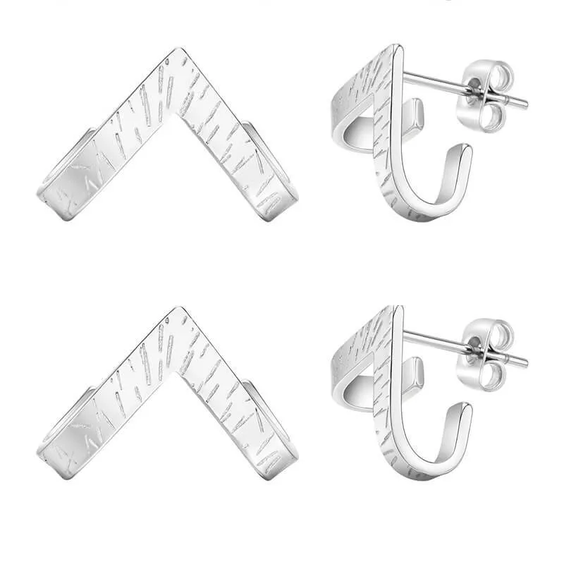 Simple V-shaped Stainless Steel Earrings sold by GTHIC product image thumbnail 5
