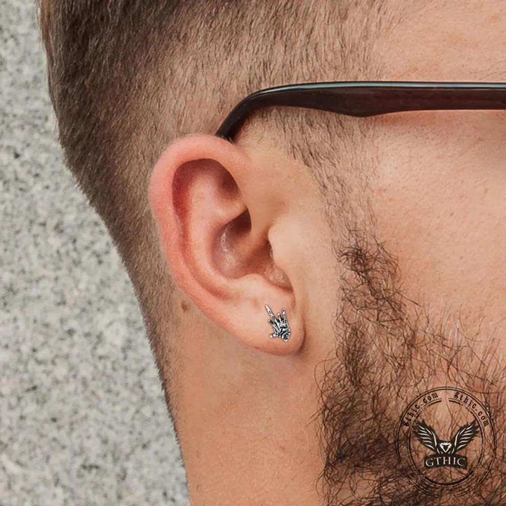 Middle Finger Ghost Hand Stainless Steel Ear Stud sold by GTHIC product image thumbnail 2