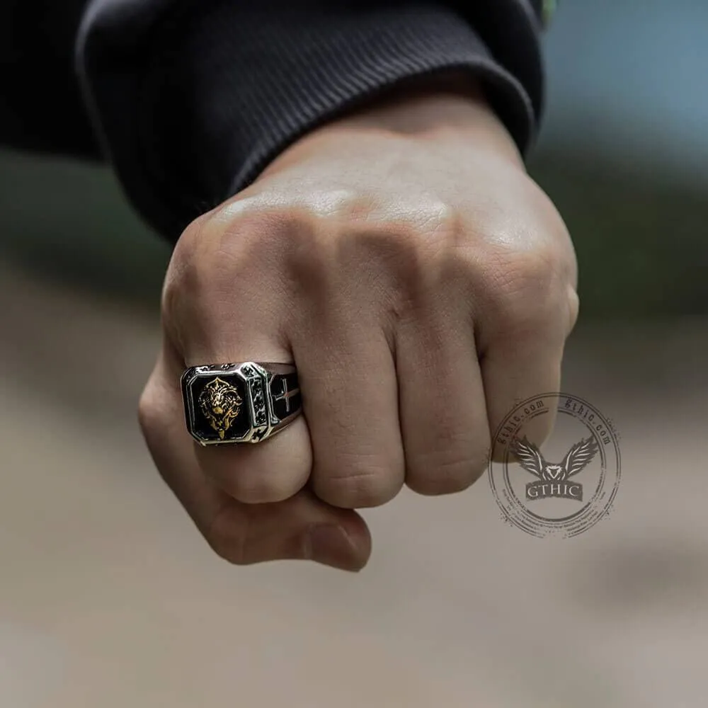 Golden Lion Stainless Steel Beast Ring sold by GTHIC product image thumbnail 2