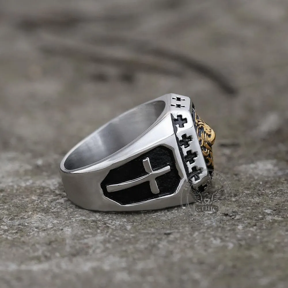 Golden Lion Stainless Steel Beast Ring sold by GTHIC product image thumbnail 5
