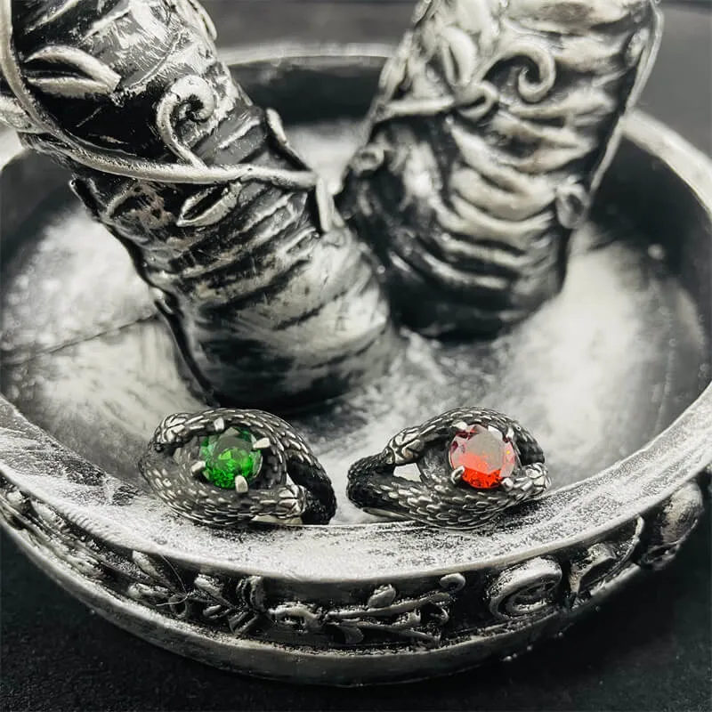 Double Snake Entwined Cz Stone Stainless Steel Ring sold by GTHIC product image thumbnail 5