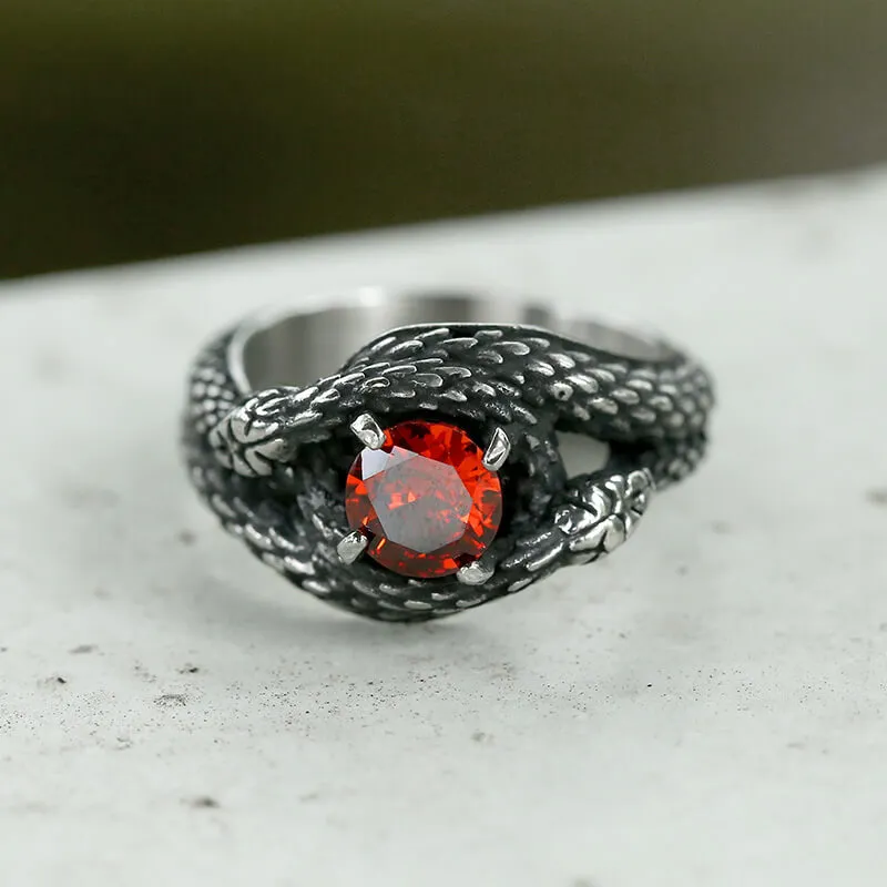 Double Snake Entwined Cz Stone Stainless Steel Ring sold by GTHIC product image thumbnail 3