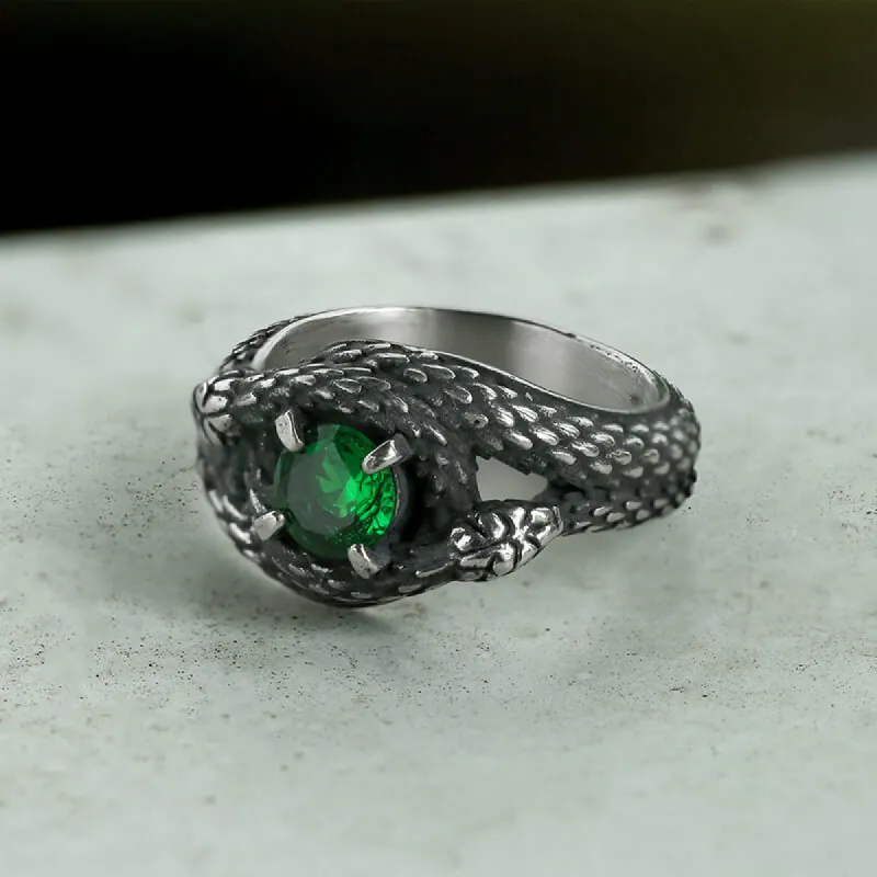 Double Snake Entwined Cz Stone Stainless Steel Ring sold by GTHIC