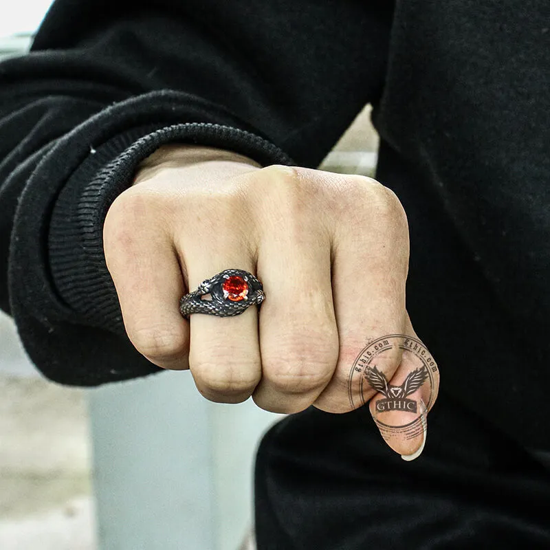 Double Snake Entwined Cz Stone Stainless Steel Ring sold by GTHIC product image thumbnail 2