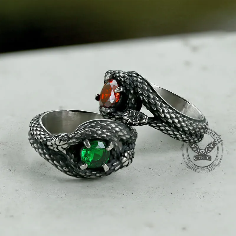 Double Snake Entwined Cz Stone Stainless Steel Ring sold by GTHIC product image thumbnail 4