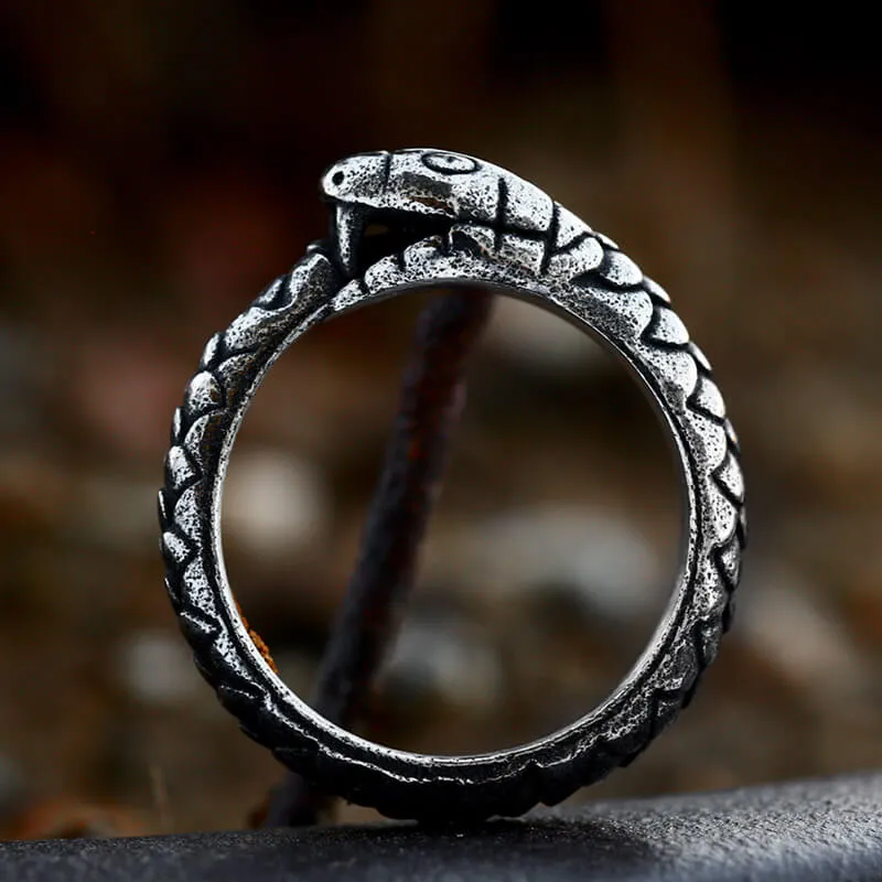 Retro Ouroboros Stainless Steel Snake Ring sold by GTHIC
