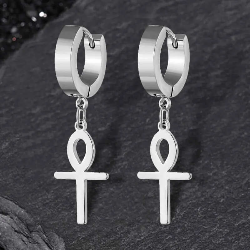 Ankh Stainless Steel Cross Earring sold by GTHIC