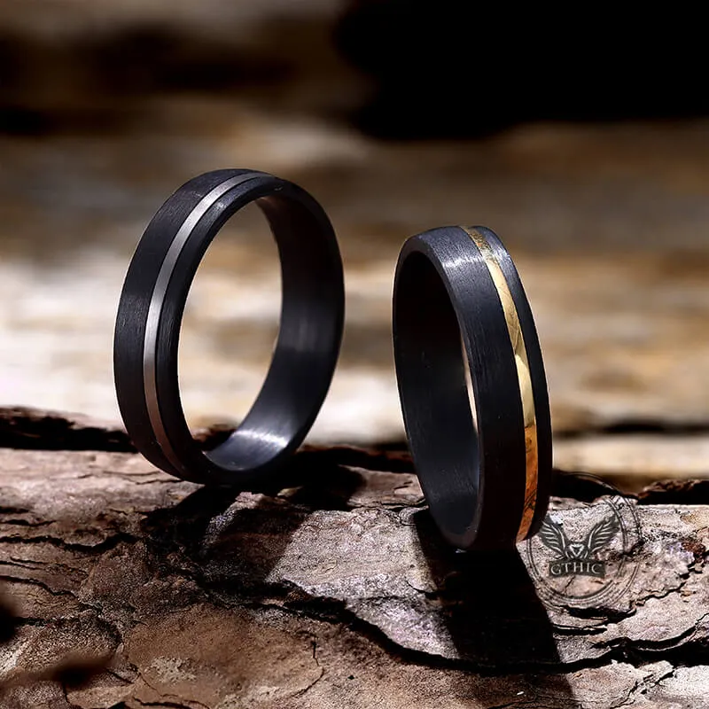 Black Grooved Zircon-set Titanium Wedding Ring sold by GTHIC