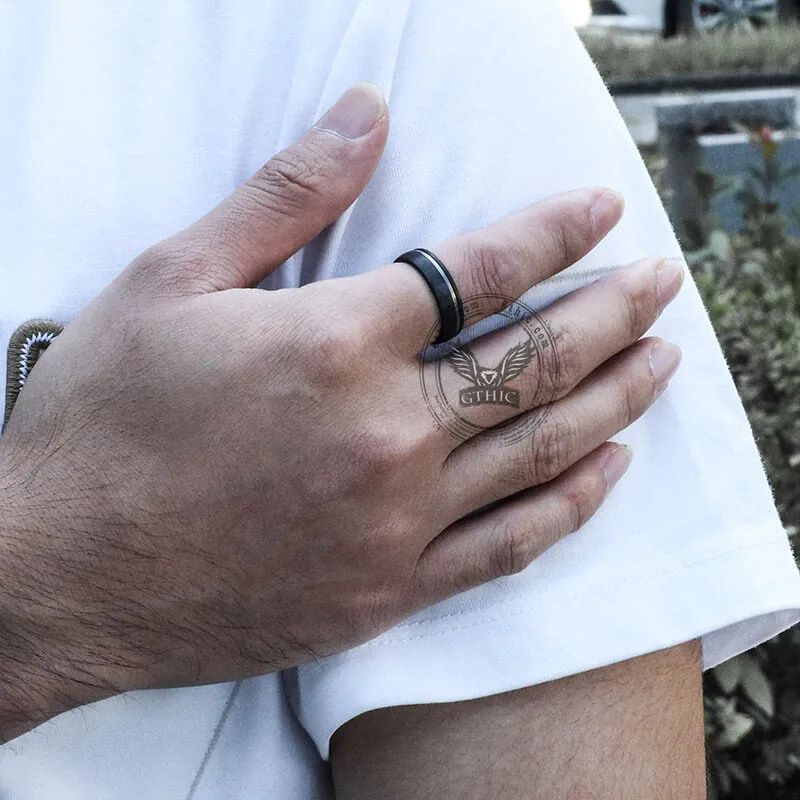 Black Grooved Zircon-set Titanium Wedding Ring sold by GTHIC product image thumbnail 2