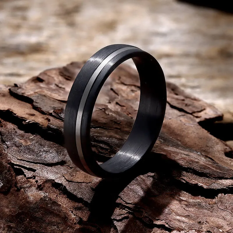 Black Grooved Zircon-set Titanium Wedding Ring sold by GTHIC product image thumbnail 3