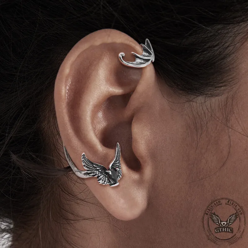 Heart Shape Zircon Devil Wings Stainless Steel Ear Cuff Earrings sold by GTHIC product image thumbnail 2