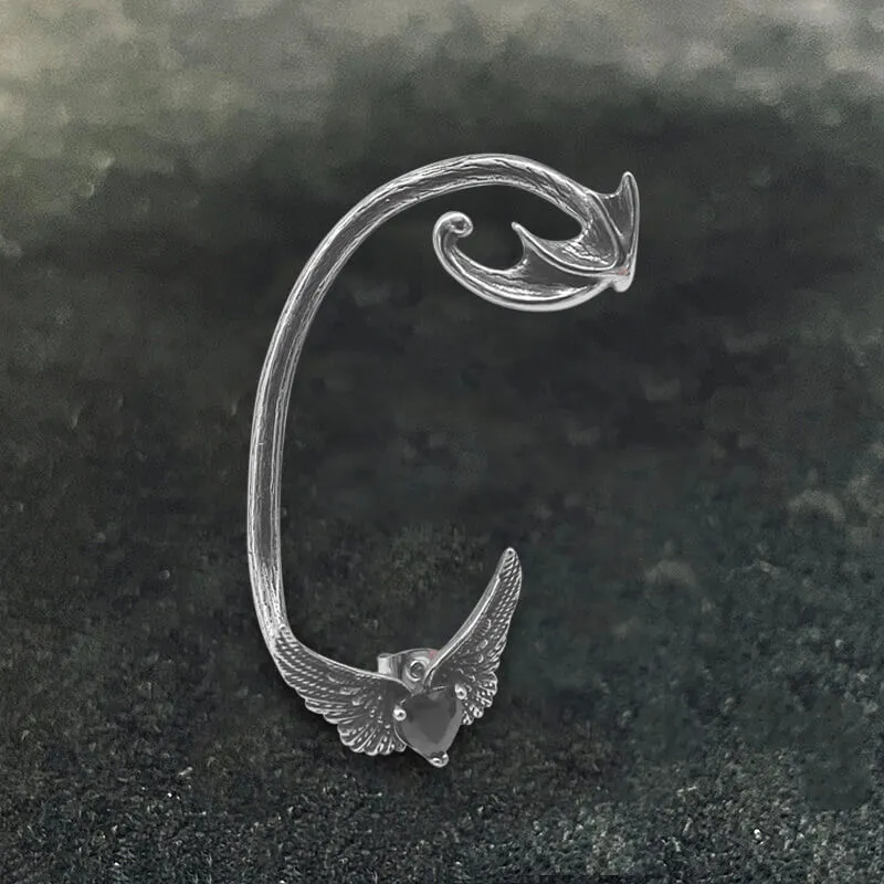Heart Shape Zircon Devil Wings Stainless Steel Ear Cuff Earrings sold by GTHIC product image thumbnail 4