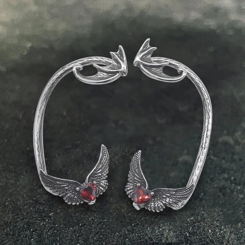 Heart Shape Zircon Devil Wings Stainless Steel Ear Cuff Earrings sold by GTHIC product image thumbnail 5