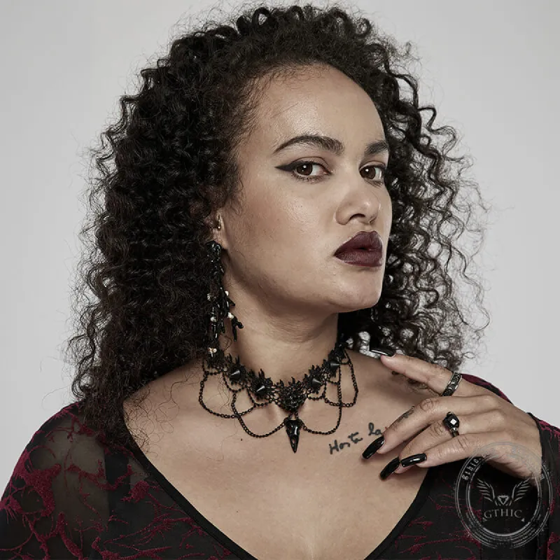 Raven Skull Flower Polyester Gothic Choker Necklace sold by GTHIC