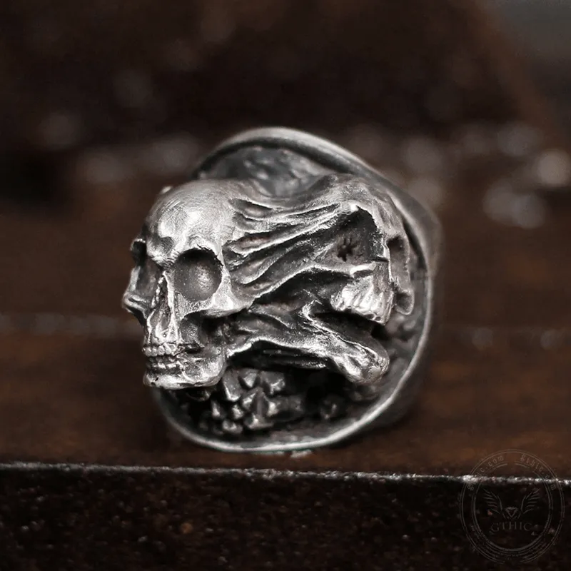 Ripped Soul Sterling Silver Brass Skull Ring sold by GTHIC