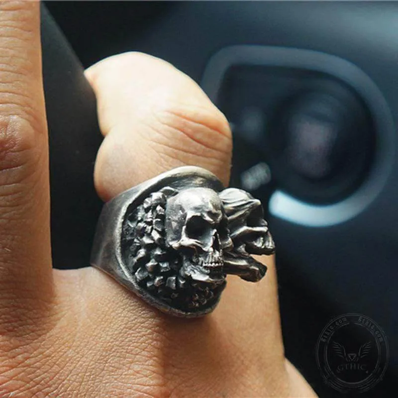 Ripped Soul Sterling Silver Brass Skull Ring sold by GTHIC product image thumbnail 2