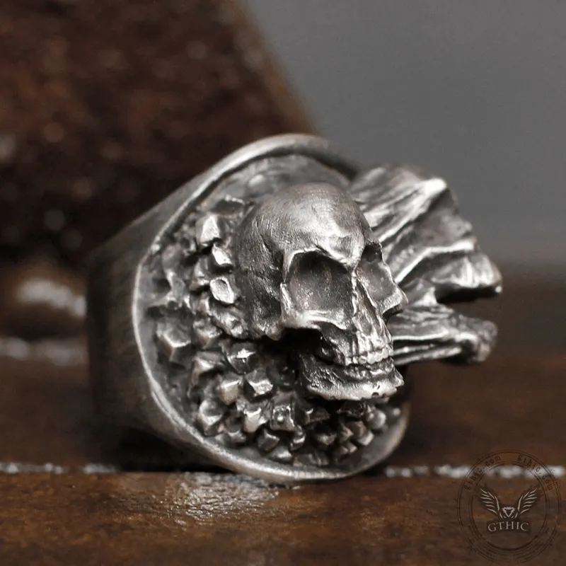 Ripped Soul Sterling Silver Brass Skull Ring sold by GTHIC product image thumbnail 4