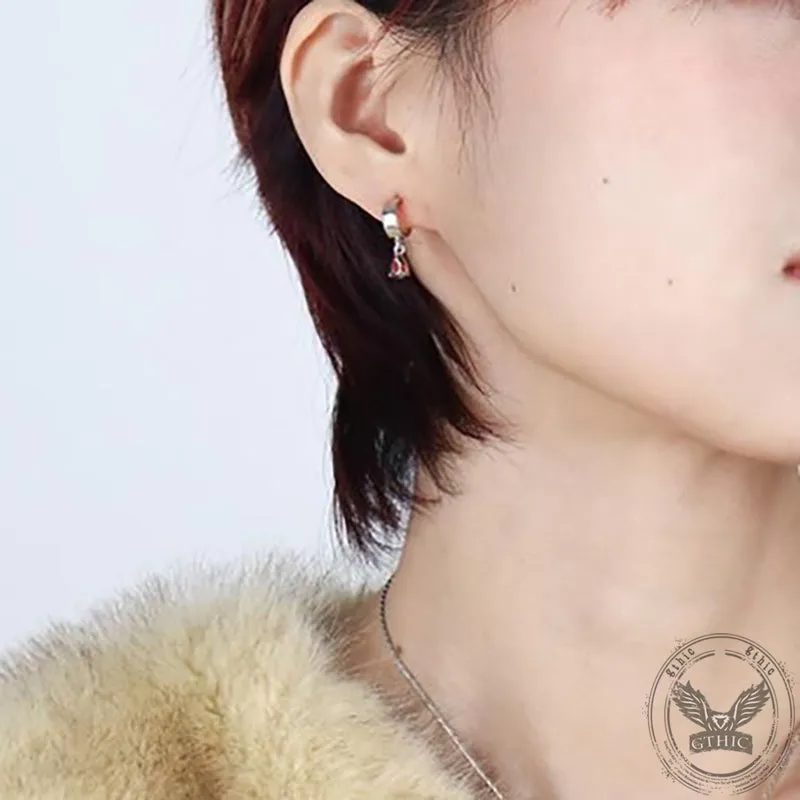 Gothic Bloody Syringe Gem Alloy Silver Plated Stud Earrings sold by GTHIC product image thumbnail 3