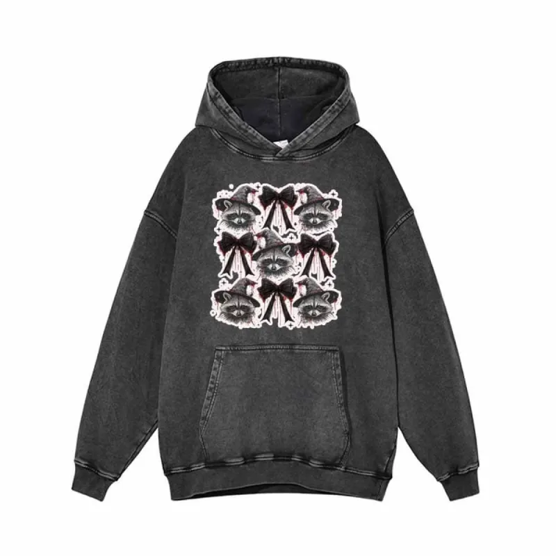 Scary Wizard Hat Raccoon Vintage Washed Hoodie Sweatshirt made by GTHIC
