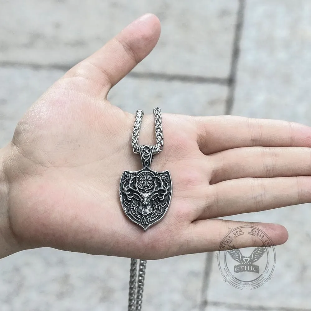 Viking Stag Vegvisir Stainless Steel Pendant sold by GTHIC product image thumbnail 3