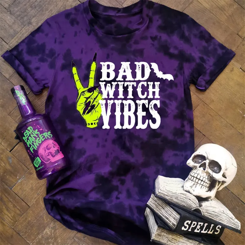 Bad Witch Vibes Round Neck Short Sleeve T-shirt sold by GTHIC product image thumbnail 4