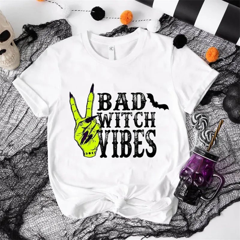 Bad Witch Vibes Round Neck Short Sleeve T-shirt sold by GTHIC product image thumbnail 2