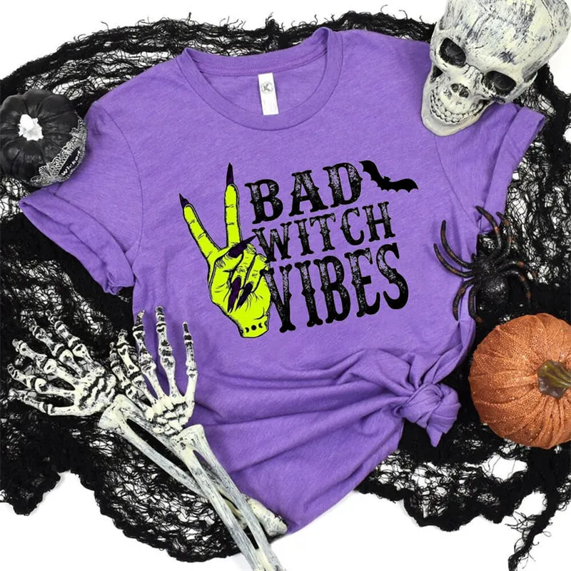 Bad Witch Vibes Round Neck Short Sleeve T-shirt sold by GTHIC product image thumbnail 3