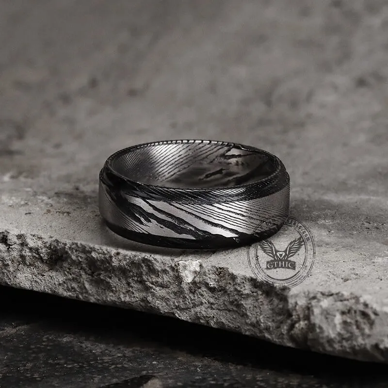 Black Step Edge Pattern Damascus Steel Ring sold by GTHIC product image thumbnail 3