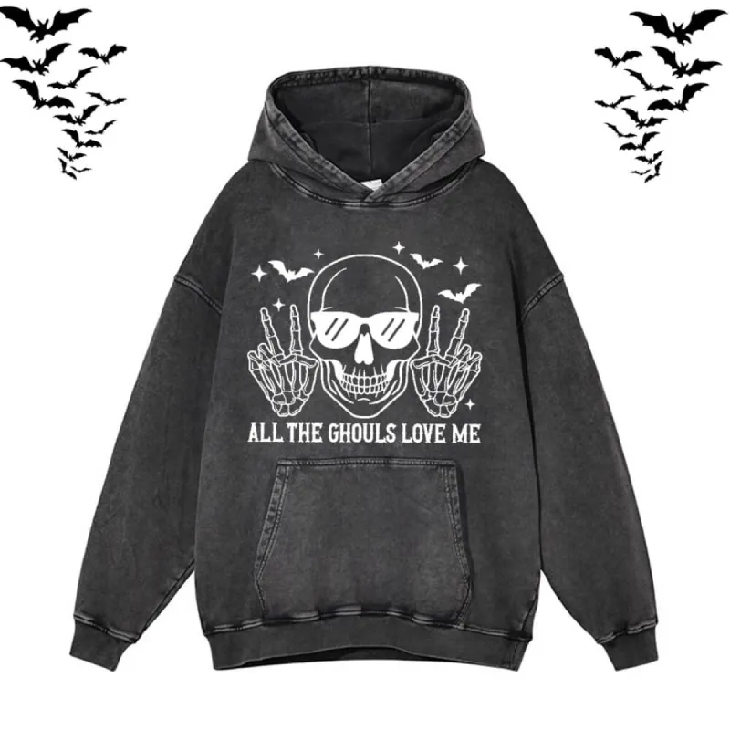 Gothic Skull Vintage Washed Hoodie Sweatshirt sold by GTHIC