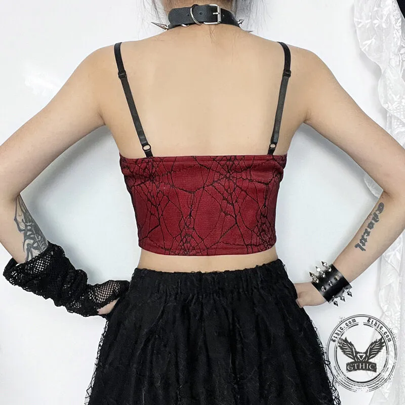 Cracked Bat Pendant Goth Strap Crop Top sold by GTHIC product image thumbnail 3