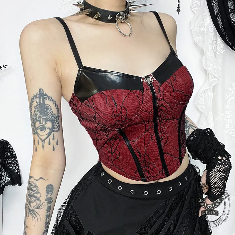 Cracked Bat Pendant Goth Strap Crop Top sold by GTHIC product image thumbnail 2