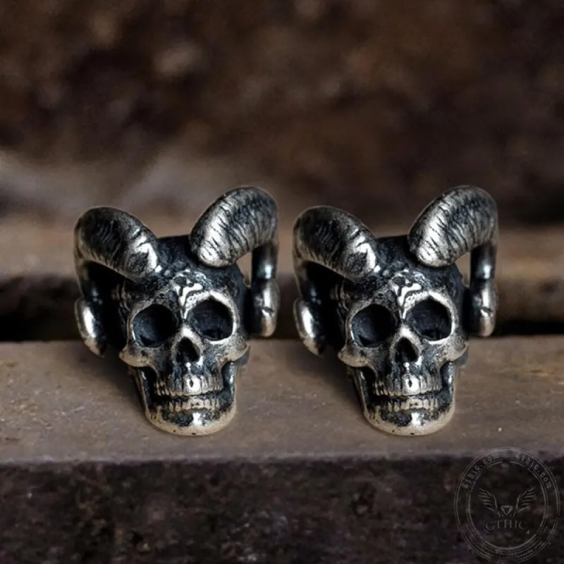 Vintage Goat Head Skull Sterling Silver Stud Earrings sold by GTHIC