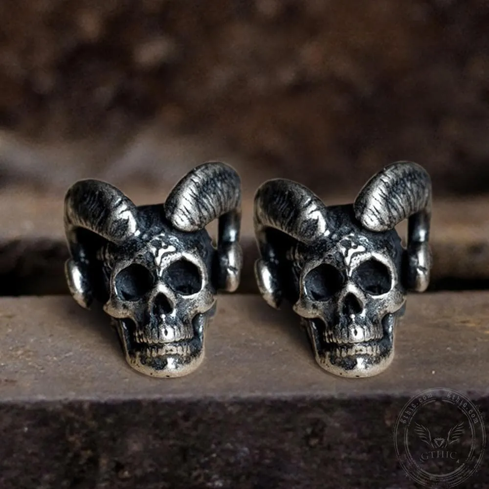 Vintage Goat Head Skull Sterling Silver Stud Earrings sold by GTHIC