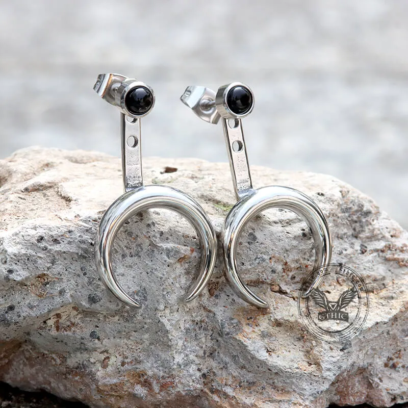 Crescent Moon Stainless Steel Front-back Earrings sold by GTHIC product image thumbnail 4