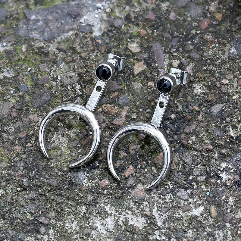Crescent Moon Stainless Steel Front-back Earrings sold by GTHIC