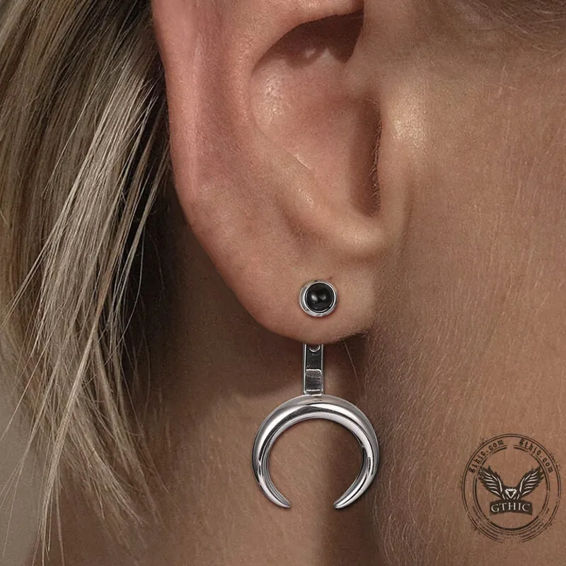 Crescent Moon Stainless Steel Front-back Earrings sold by GTHIC product image thumbnail 3